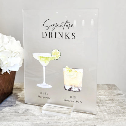 Custom Drink Sign - Bar Sign - Acrylic Sign - Wedding Sign - Drinks wedding menu - Acrylic plaque - Bar Sign Menu - Event Sign