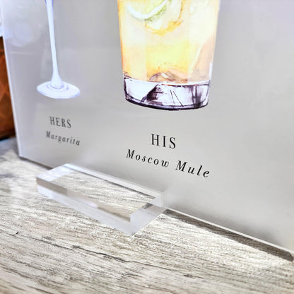 Custom Drink Sign - Bar Sign - Acrylic Sign - Wedding Sign - Drinks wedding menu - Acrylic plaque - Bar Sign Menu - Event Sign