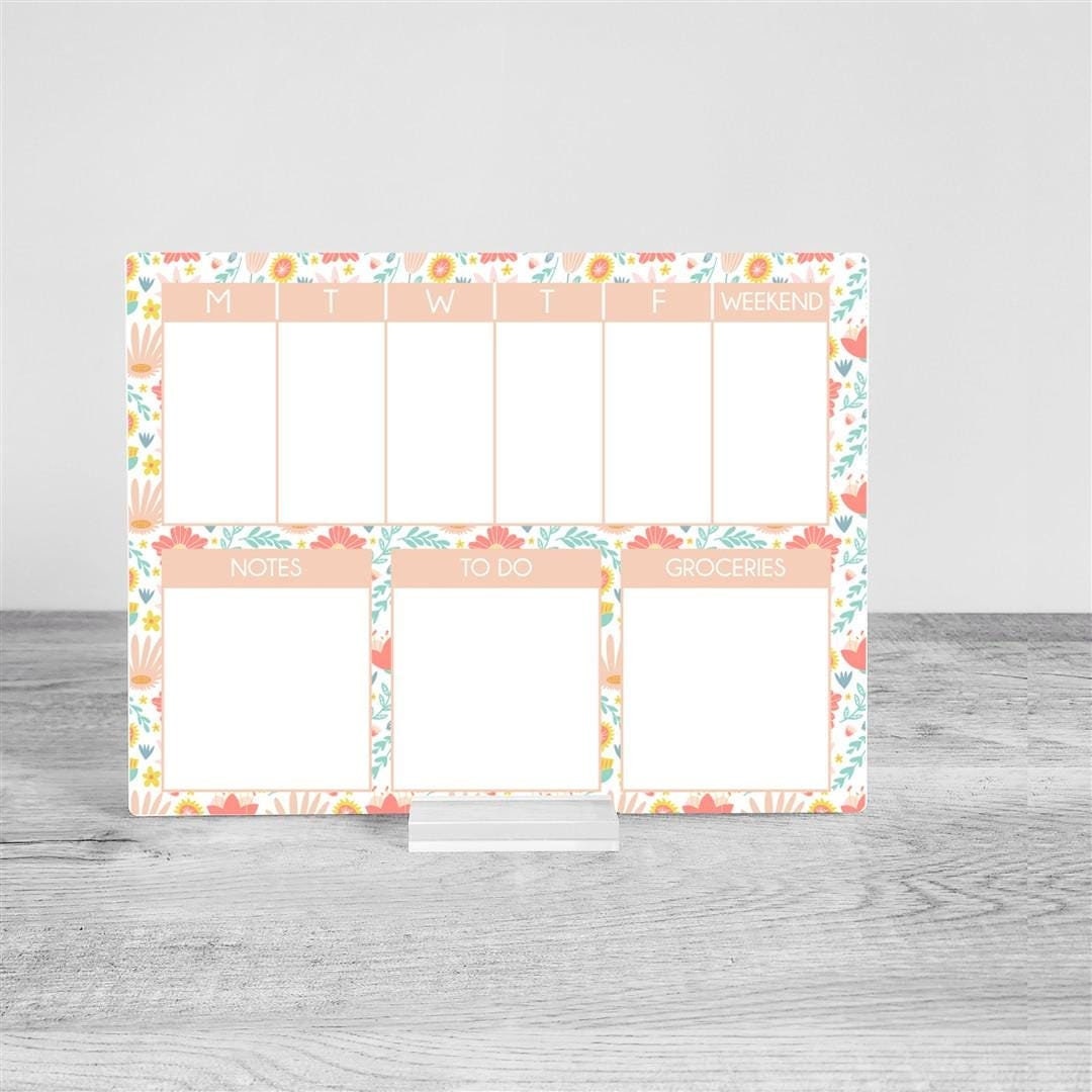 Desk weekly Planner, acrylic Planner, Dry Erase Board, Dry Erase Calendar, Custom planner, Acrylic Planner, Desk Calendar, weekly planner
