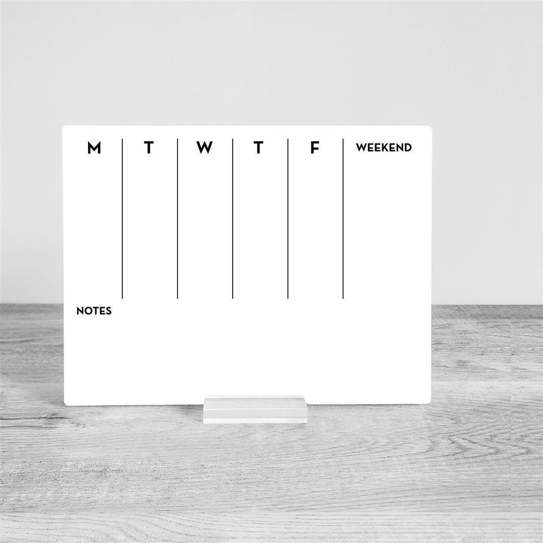 Desk weekly Planner, acrylic Planner, Dry Erase Board, Dry Erase Calendar, Custom planner, Acrylic Planner, Desk Calendar, weekly planner