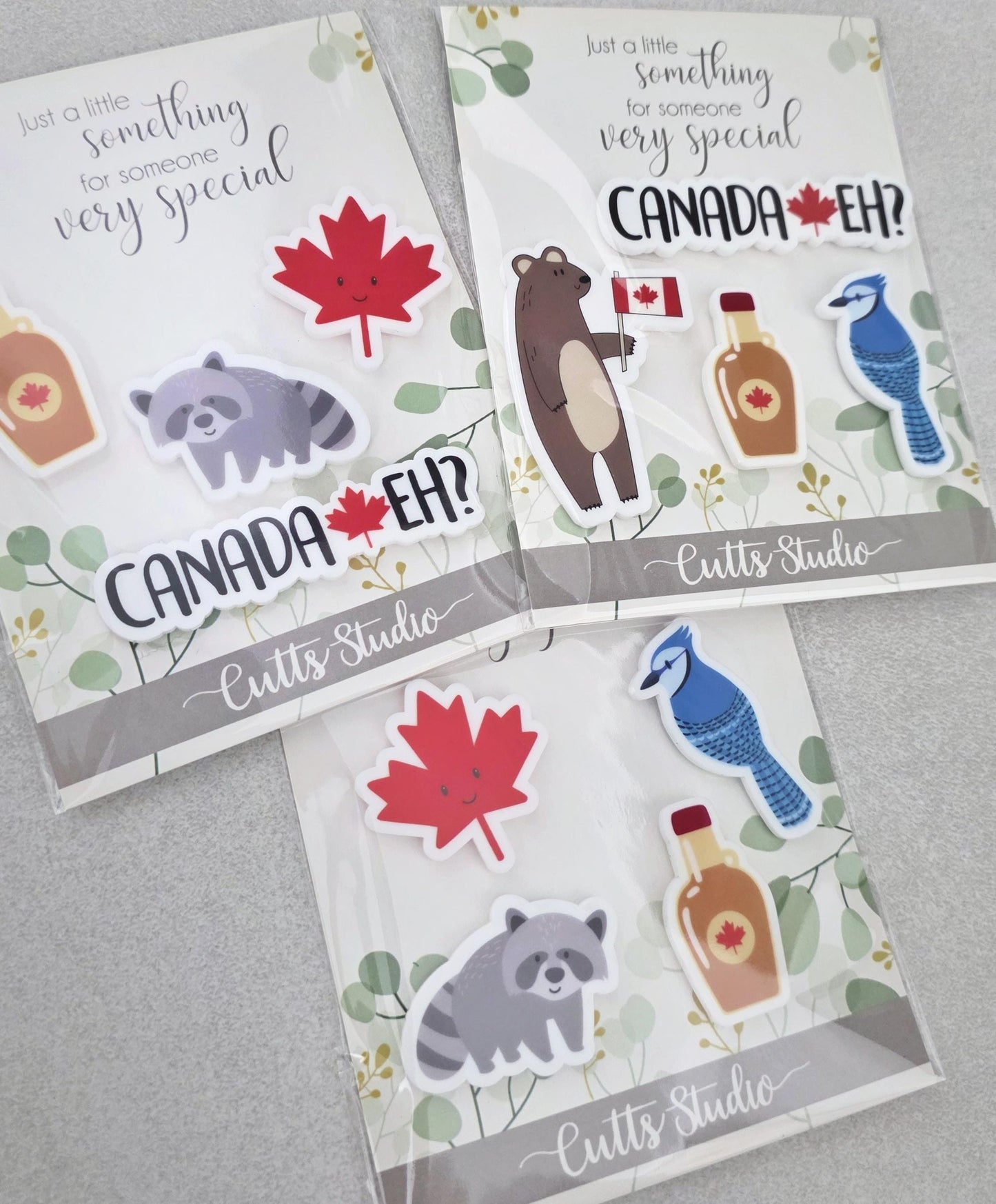 Canada Magnet Set | Cute Canadian Fridge Magnets | Maple Leaf, Bear, Raccoon, Blue Jay | Canada Eh Gift | Souvenir Magnet Set