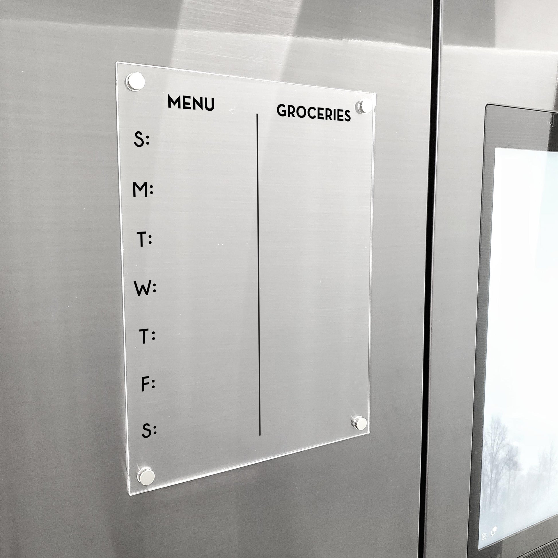 Magnetic Acrylic Menu and Groceries Planner, Fridge Calendar Board