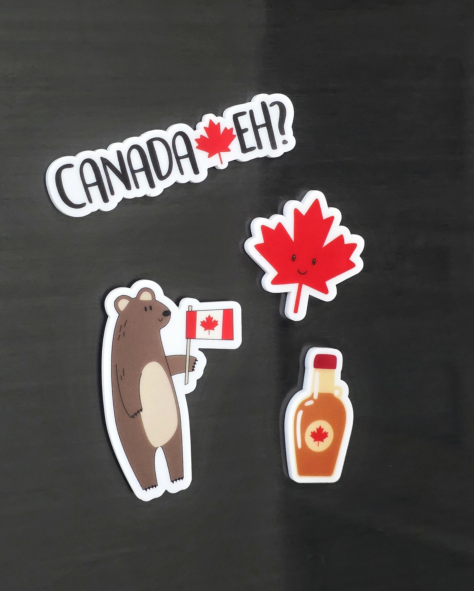 Canada Magnet Set | Cute Canadian Fridge Magnets | Maple Leaf, Bear, Raccoon, Blue Jay | Canada Eh Gift | Souvenir Magnet Set