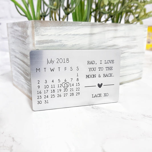 Personalized Wallet Insert Card, Anniversary Gift