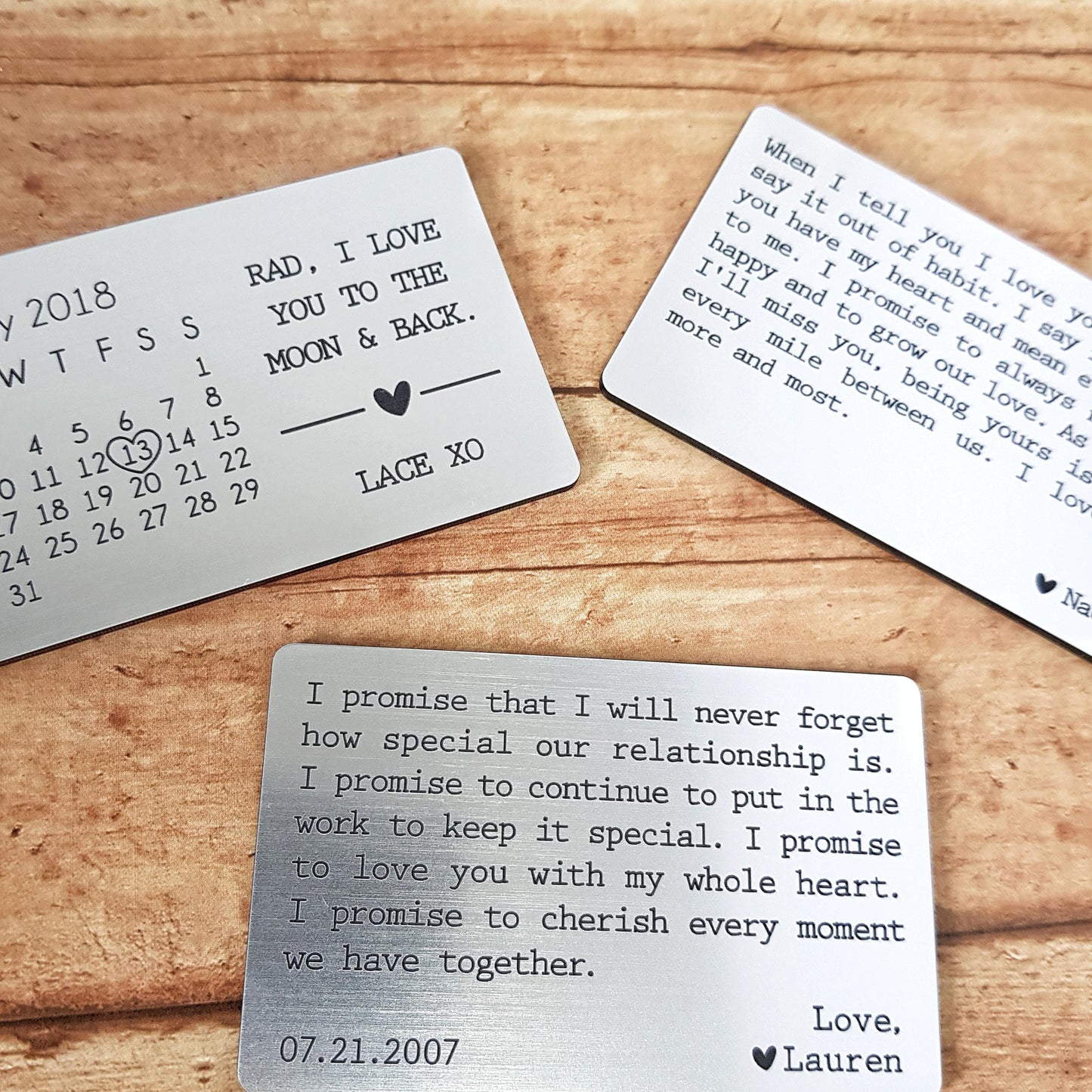 Personalized Wallet Insert Card, Anniversary Gift