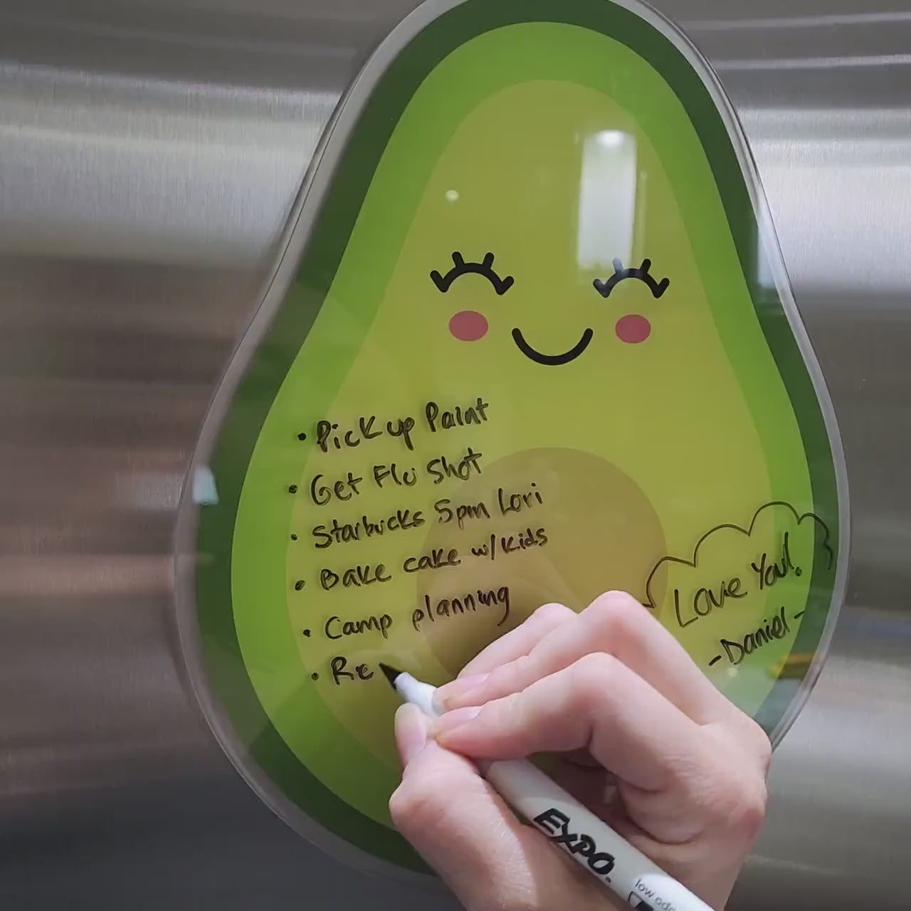 Magnetic Fridge Planner - Cute Avocado Dry Erase Board