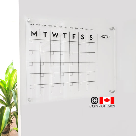 Wall Acrylic Planner - Monthly with notes